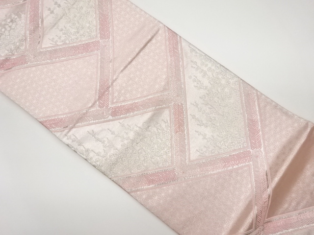 JAPANESE KIMONO / VINTAGE FUKURO OBI / WOVEN ASANOHA & UME BLOSSOM